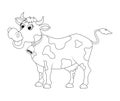 Cartoon cute cow outline design isolated on white background