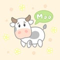 Cartoon cute cow say moo, drawing for kids.Vector illustration.