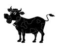Cartoon cute cow silhouette design isolated on white background Royalty Free Stock Photo