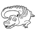 Cartoon cute crocodile coloring page vector