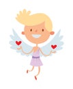 Cartoon cute cupid angel smile girl kid vector silhouette