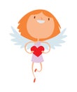 Cartoon cute cupid angel smile girl kid vector silhouette