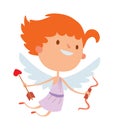 Cartoon cute cupid angel smile girl kid vector silhouette