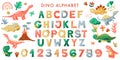 Cartoon cute Dinosaur alphabet.