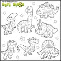 Cute dinosaurs, coloring book, set of images Royalty Free Stock Photo