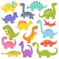 Cartoon cute dinosaurs vector.