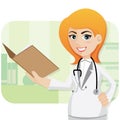 Cartoon cute doctor with folder