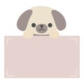 Cartoon cute dog holding memo. Frame for photo, text, note, sticker, label. Little animal to do list card. Royalty Free Stock Photo