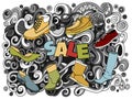 Cartoon cute doodles hand drawn Sale Shoes illustration.