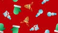 Cartoon cute doodles New Year seamless pattern. Colorful background. All objects separate. Backdrop with Christmas symbols Royalty Free Stock Photo
