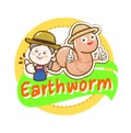 Cartoon Cute Earthworm Character Vector.