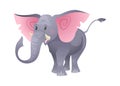 Cartoon cute elephant. Fashion cuteness jungle wild funny vector animal for card or shower design