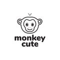 Cartoon cute face little monkey smile logo design vector graphic symbol icon sign illustration creative idea