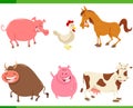 Cartoon cute farm animal characters set Royalty Free Stock Photo