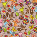 Cartoon cute flower draw seamless pattern