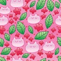 Cartoon cute flower leaf seamless pattern Royalty Free Stock Photo