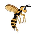 Cartoon cute flying wasp. white background isolated vector illustration