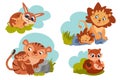 Cartoon cute forest animals with sleeping newborn baby Royalty Free Stock Photo