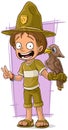 Cartoon cute forester with bird