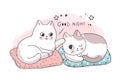 Cartoon cute friendship, Cats say good night vector.