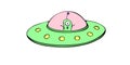 Cartoon cute funny Alien in Flying Saucer, UFO. Simple color vector illustration, icon in flat doodle style Royalty Free Stock Photo