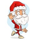 Cartoon funny santa claus showing goodbye sign