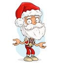 Cartoon funny santa claus showing surprised sign