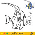 Cartoon cute and funny fish with bubbles coloring Royalty Free Stock Photo