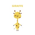 Cartoon a cute and funny giraffe.