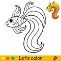 Cartoon cute and funny golden fish coloring Royalty Free Stock Photo