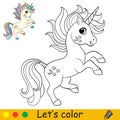 Cartoon cute and funny jumping unicorn coloring Royalty Free Stock Photo