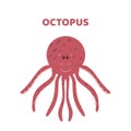 Cartoon a cute and funny octopus.
