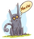 Cartoon cute funny sitting little gray cat