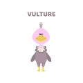 Cartoon a cute and funny vulture.