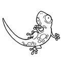 Cartoon cute gecko coloring page vector