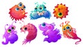 Cartoon cute germs, viruses, microbes and bacteria Royalty Free Stock Photo