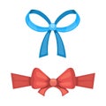 Cartoon cute gift bows with ribbons. color butterfly tie Royalty Free Stock Photo