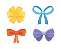 Cartoon cute gift bows with ribbons. color butterfly tie Royalty Free Stock Photo