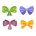 Cartoon cute gift bows with ribbons. color butterfly tie Royalty Free Stock Photo