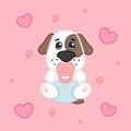 Cartoon cute girl puppy in diaper, drawing for kids.Vector illustration Royalty Free Stock Photo