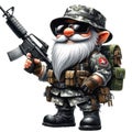 Cute Gnome Army Soldier Camouflage Clipart Illustration AI Generative