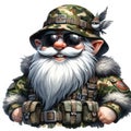 Cute Gnome Army Soldier Camouflage Clipart Illustration AI Generative