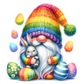Cute Gnome Easter Day Clipart Illustration AI Generative