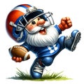 Cute Gnome Wearing American Football Watercolor Clipart Illustration AI Generative