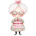 Cute Grandma Cake Watercolor Clipart Illustration AI Generative Royalty Free Stock Photo