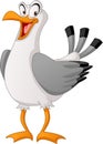 Cartoon cute gull. Vector illustration of funny happy seagull. Royalty Free Stock Photo