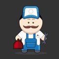 Cartoon cute handyman-mechanic