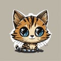 Cartoon cute happly little cat. Beautiful kitten alone Royalty Free Stock Photo