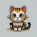Cartoon cute happly little cat. Beautiful kitten alone Royalty Free Stock Photo