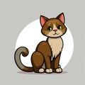 Cartoon cute happly little cat. Beautiful kitten alone Royalty Free Stock Photo